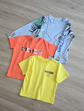 Moschino, Kenzo Logo Tees for Kids, Size 2-3y